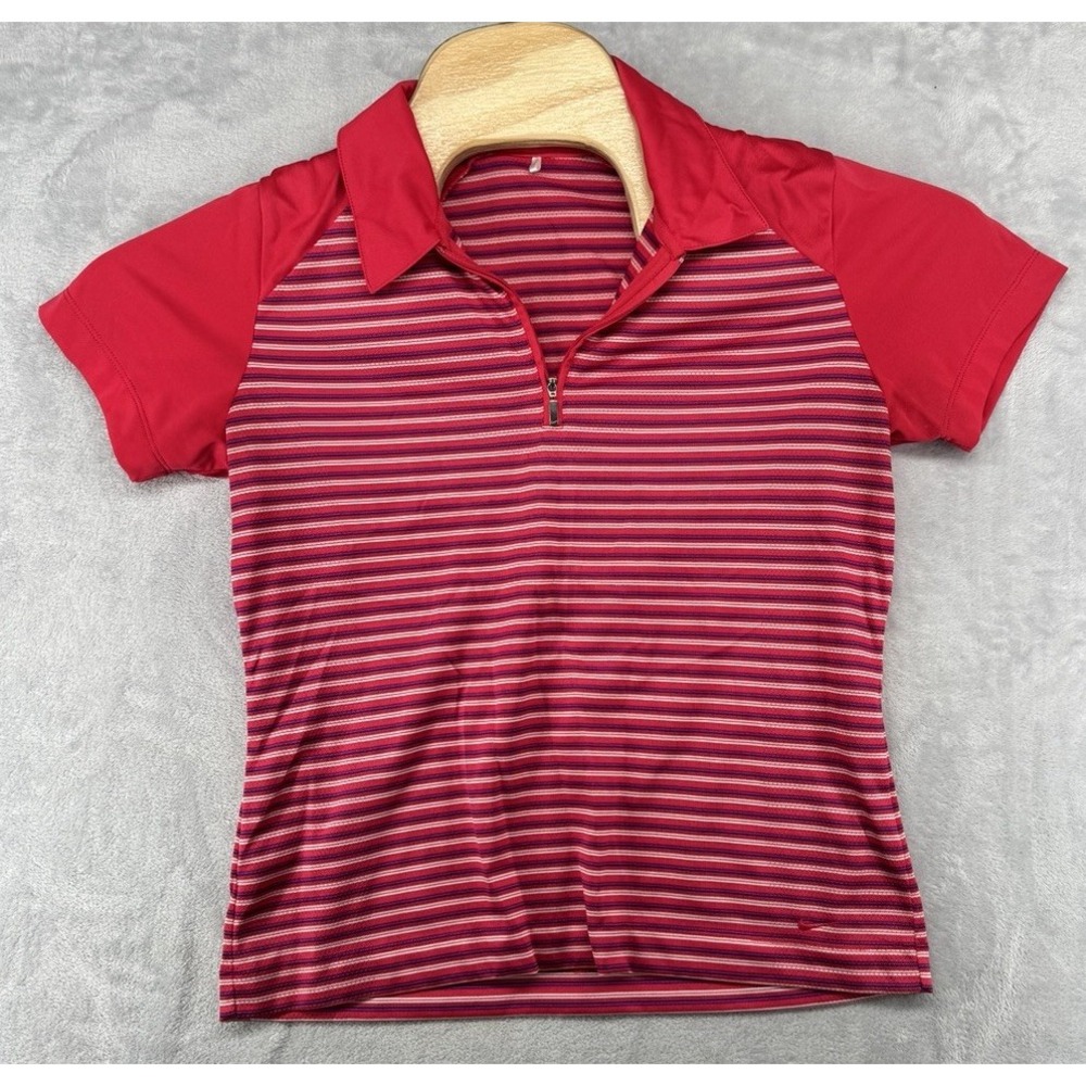 Nike Dri-Fit 1/4 Zip Short Sleeve Polo‎ Shirt Youth Girls Size M (8-10)